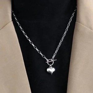 HEART 925 STERLING SILVER LINK CHAIN NECKLACE